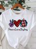 (Asian Size) star tree happy new year Tee merry Christmas festival O-neck Clothing Women's Top T Print Fashion ladies Graphic T-shirts