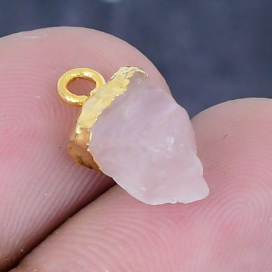 Rose Quartz Rough Gemstone 925 Sterling Silver Jewelry Pendant 0.59" Z1a61