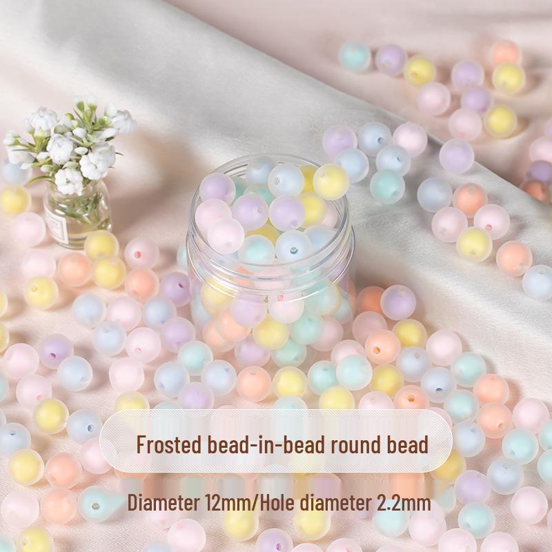 Handmade Acrylic Frosted Round Bead-in-Bead for DIY Jewelry Making: Bracelets & Necklaces.