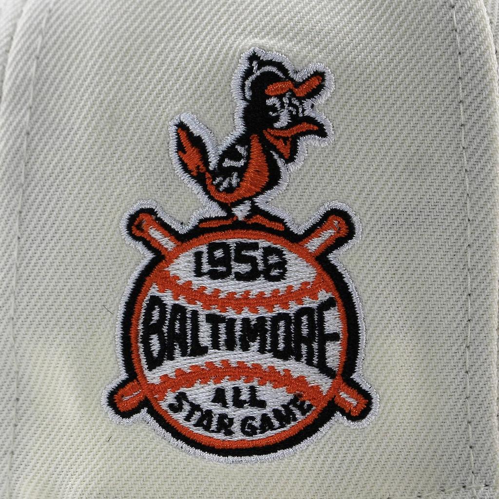 [New Era] Trendy color brim cap 59FIFTY Baltimore Orioles MLB 1958 ALL STAR GAME GREEN BRIM BALTIMORE ORIOLES hat 5950 side patch Sz7-34 [Used]