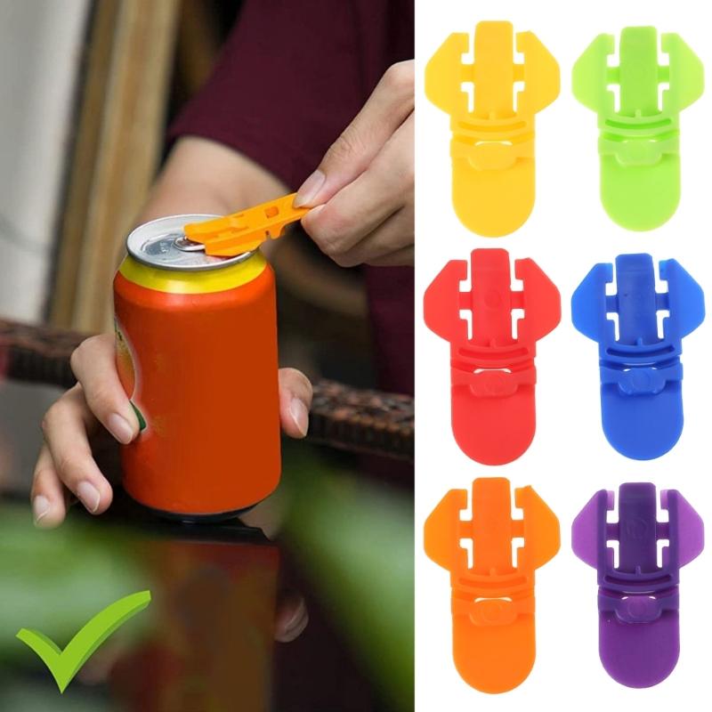 Set of 6 Colorful Manual Drink Can Openers Can Opening Tool Comfortable Beverage Can Openers Plastic Can Opener for Can