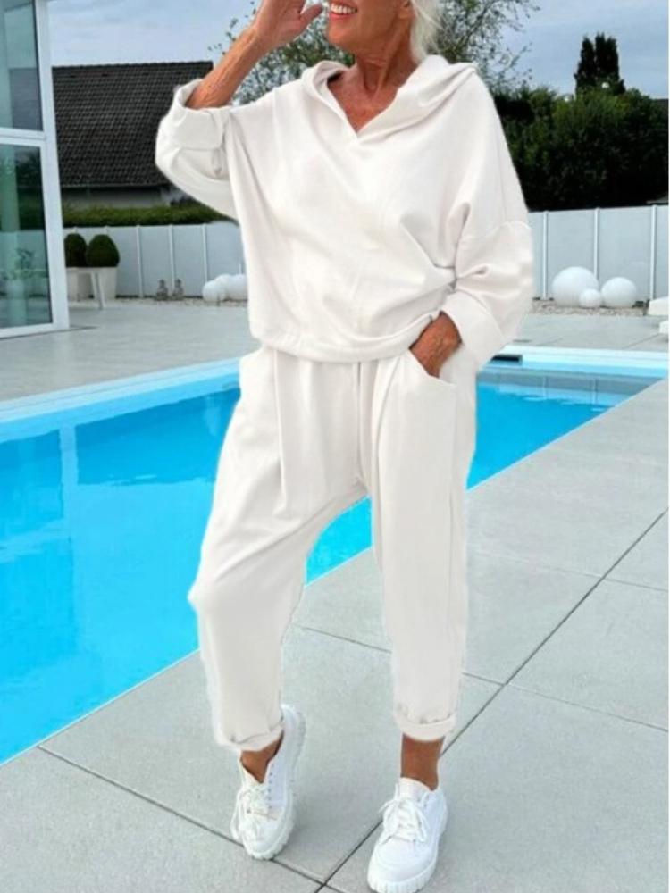 Women's Casual Hoodie and Jogger Set, Loose Fit Sportswear, Multiple Color Options