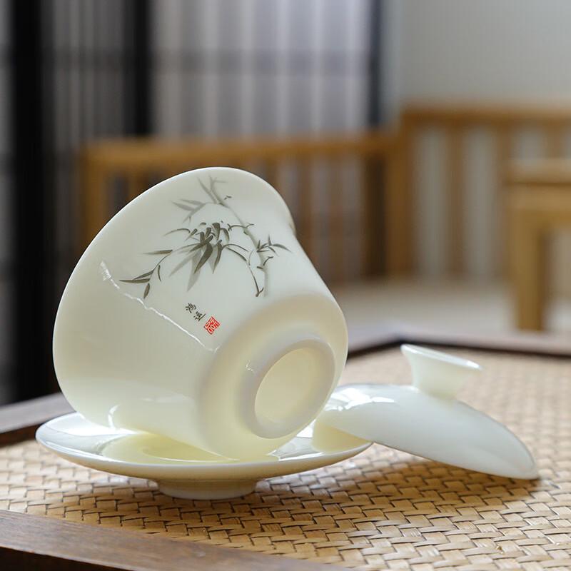 Shangqi Mutton Fat Jade Ceramic Gaiwan Tea Bowl