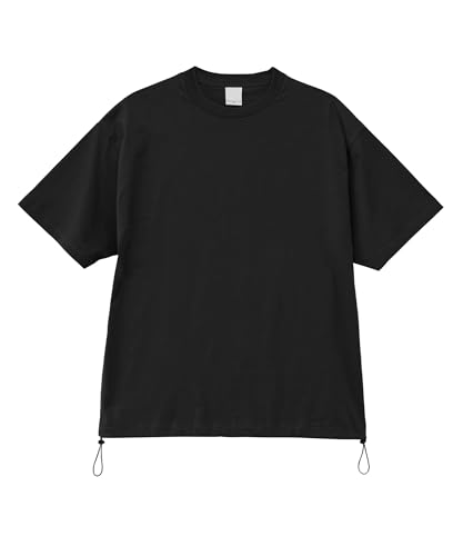 

[T-shirt.st] Short-sleeved plain relaxed fit T-shirt (with drawstring hem) 6.5oz Men s Black M