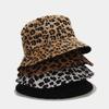 European and American Hot Selling Leopard Print Double-sided Bucket Hat Women's Street Trend Woolen Basin Hat Autumn Winter Outdoor Sun Hat Tide