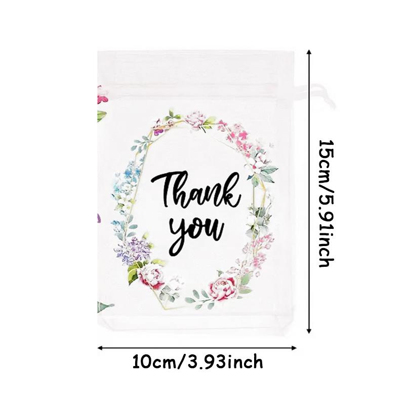 50 Stück Danke Transparent Kordelzug Garn Netzbeutel Geeignet für Geschenkverpackungsbeutel Hochzeit Dankbarkeit Festival Party Geschenktüte