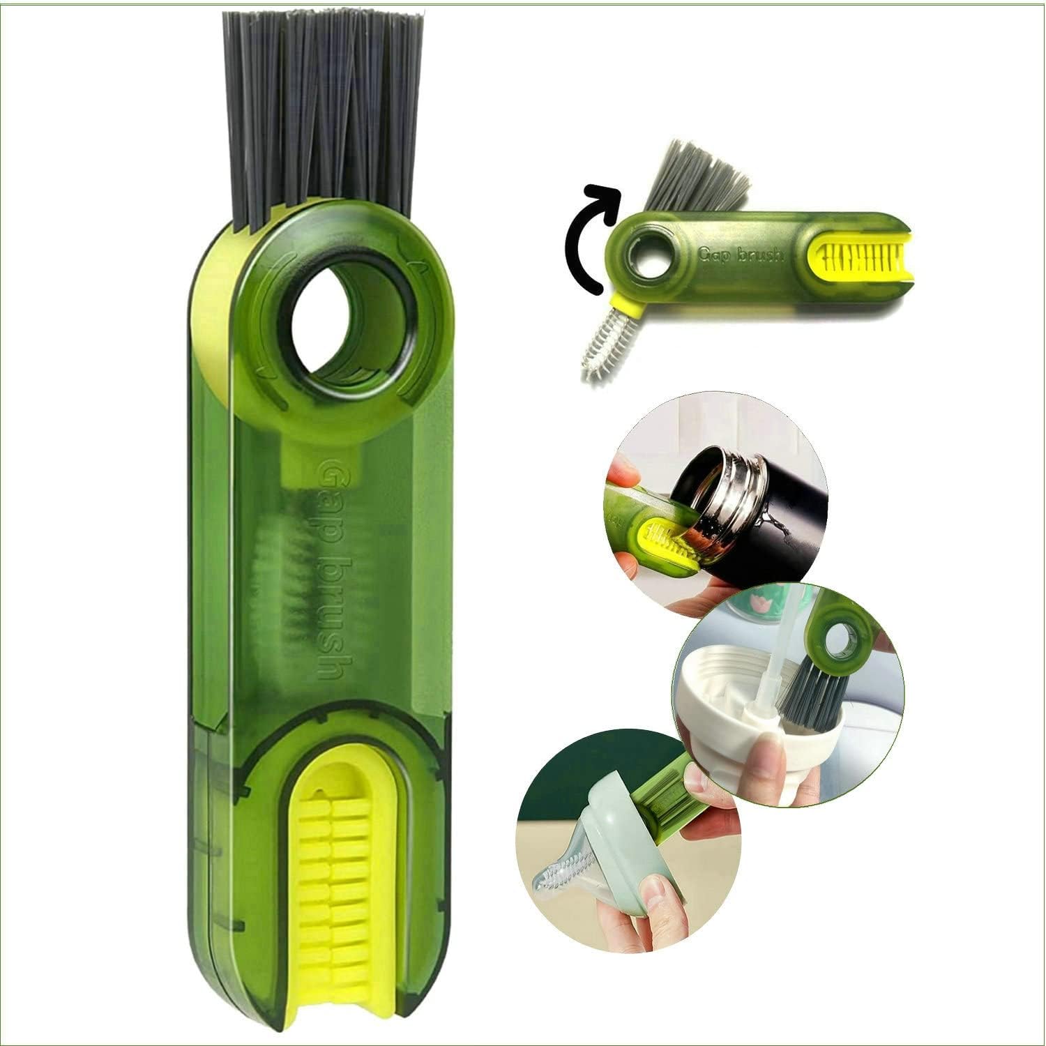 

Многофункциональная чистящая щетка 3 в 1, крошечная щетка для крышки чашки бутылки, инструменты для очистки соломы, щетка для чистки щелей чашки, инструменты для чистки домашней кухни 1pc зелёный