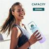 2L Wasserflasche Motivierende Wasserflasche mit Zeit- und Kapazitätsmarkierung BPA-frei Sportwasserbecher Fitnessstudio Laufen Übung