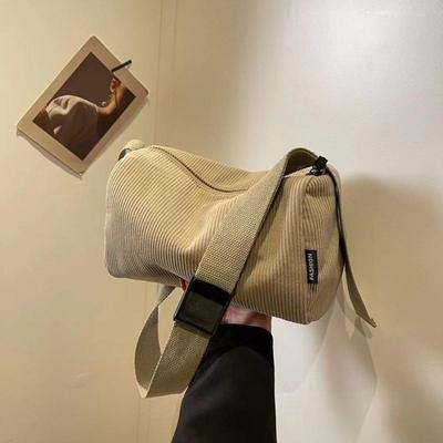 Trendy Handbag Women Girls Durable Solid Color Corduroy Ladies Casual Crossbody Shoulder Bag Phone Bag KTB