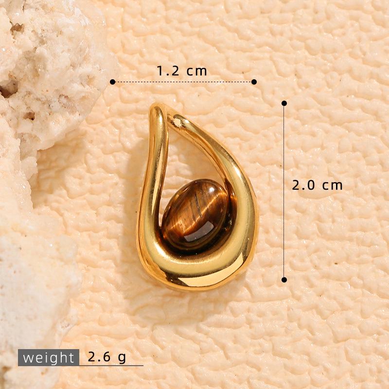 Irregular 3D Tiger's Eye 18K Gold Plated Stainless Steel Pendant Necklace.