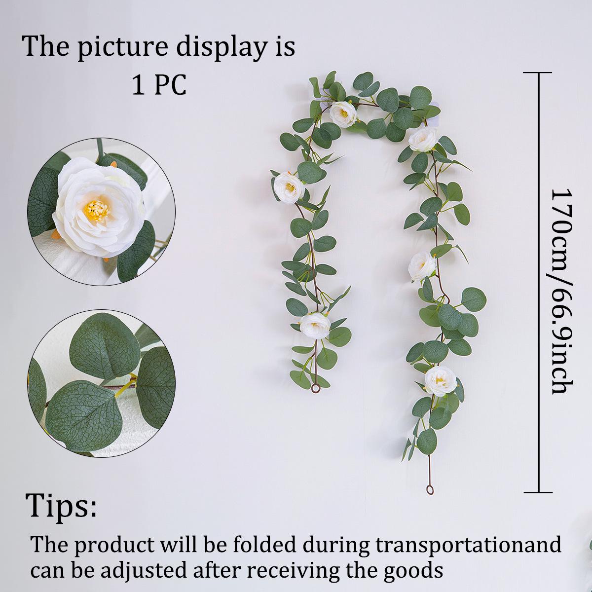 Spring Silk Eucalyptus & French Rose Artificial Hanging Flower Vine Decoration