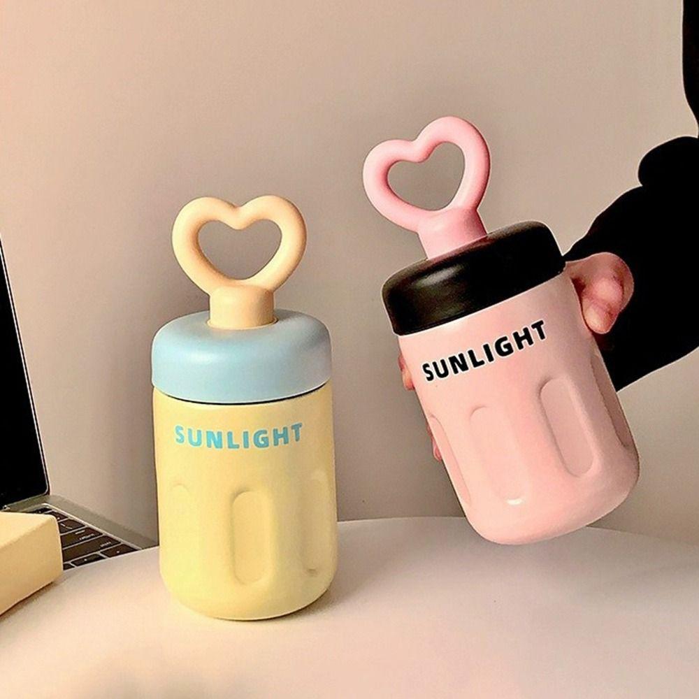 Keep Warm Keep Ice Love Handle Straw Cup Stainless Steel Coffee Mug Insulated Bottle Cup Student