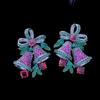 Colorful Zircon Christmas Bell Earrings: Retro European & American Style, Korean Internet Celebrity Fashion
