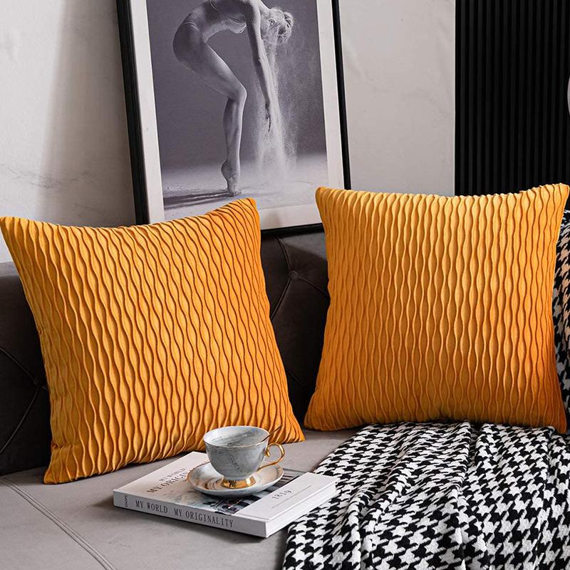 Modern Minimalist Moss Green Pillowcase Striped Velvet Decorative Cushion Sofa Living Room Bedroom