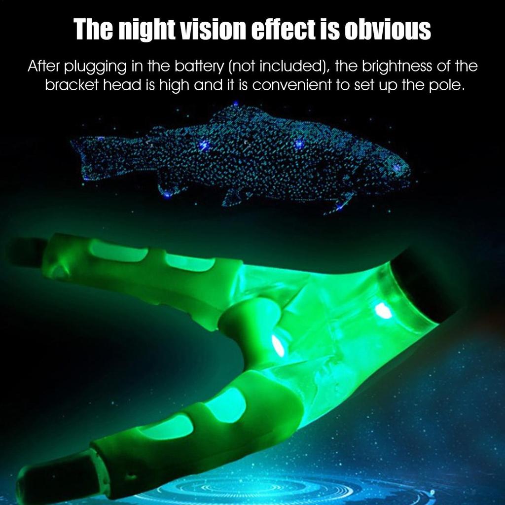 Fishing Rod Rest Head Front Fork Rods Rack V Holder Carp Pole Rest Butt Support Silica Gel Grippers Night Light Pole Holder Head