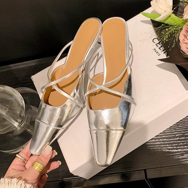 Luxury Slippers High Heels Sandals Women Shoes Pointed Toe Mules Summer 2025 Trend Dress Party Sexy Woman New Pumps Sandalias