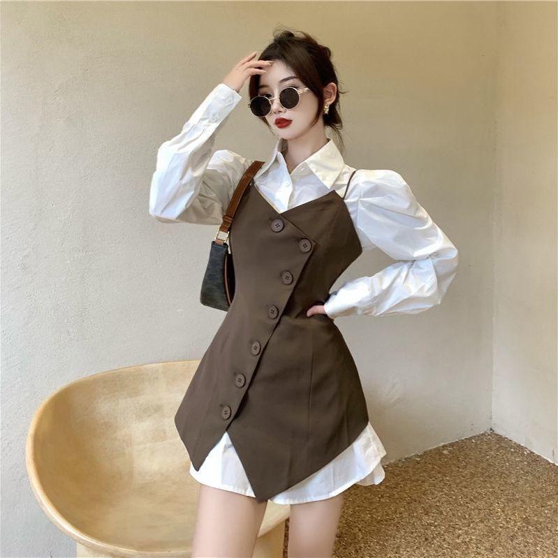 Women's Spring Slimming Mid-length Waist-cinching Vest Jacket with Unique Design 