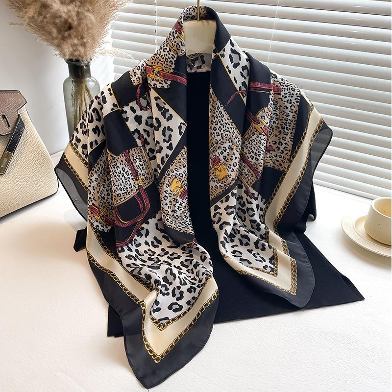 Spring Scarf Women's Luxury Design Polyester Material Smooth Scarf Soft Muslim Headscarf Shawl Beach 90x90cm