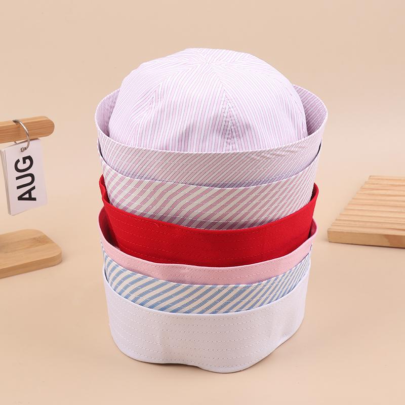 Korean Striped Sailor Hat Lovely Sweet Turn-Up Brim Dome Cap Versatile Cap Girly French Hats Cosplay Party Supplies