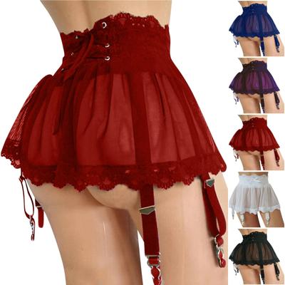 Women Dress Lingerie Plus Size Bandage Garter Stocking Suspenders Garter Belt Lace Mesh Female Hot Skirt Underwear Lingeries