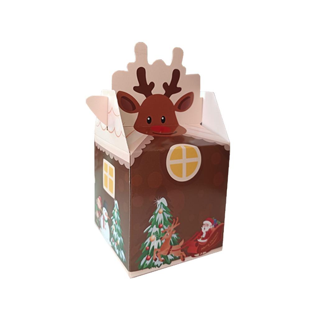 12pcs Cute Christmas Gift Box Paper Xmas Eve Packaging Bag Christmas Decoration Candy Box  Snack