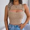 Sexy Women Sleeveless Summer Spring Wrap Up Knit Tank Top