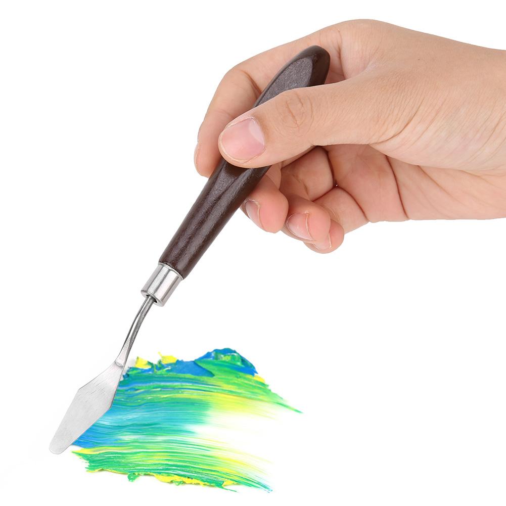 5pcs Stainless Steel Oil Painting Palette Knives Wooden Handle Pigment Spatulas