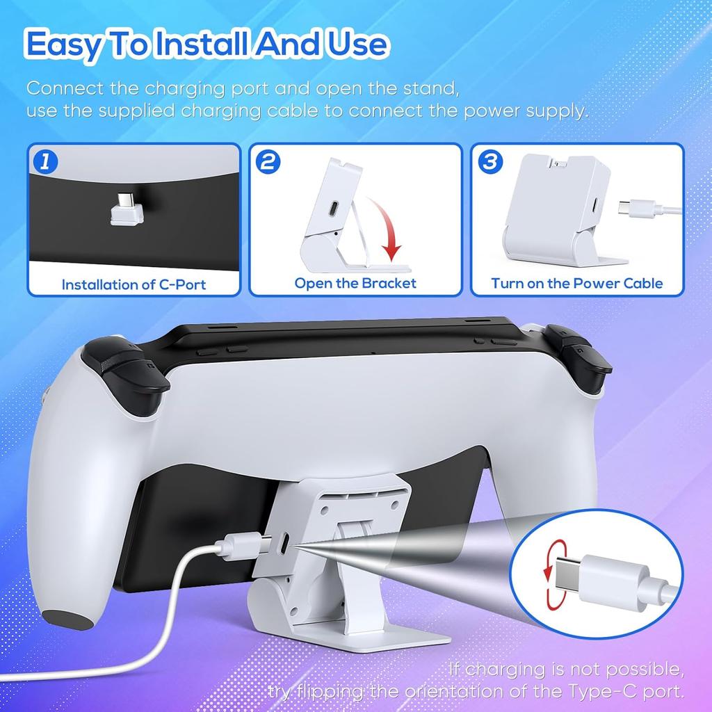 Magnetic Portable Charging Stand for PlayStation Portal, Case-Friendly Charging Dock Station for PS Portal with USB-C Cable, Folding Charger for PS5