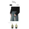 Korean-style distressed vibe design retro blue casual wide-leg straight men's jeans trendy