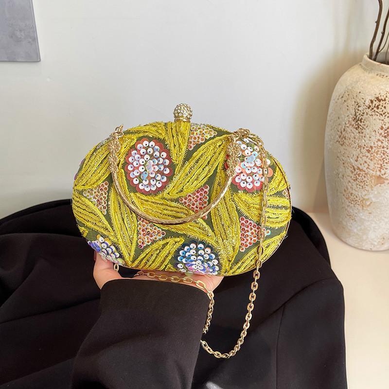 Pochette da Sera Stile Cinese con Tracolla a Catena e Paillettes per Feste Formali
