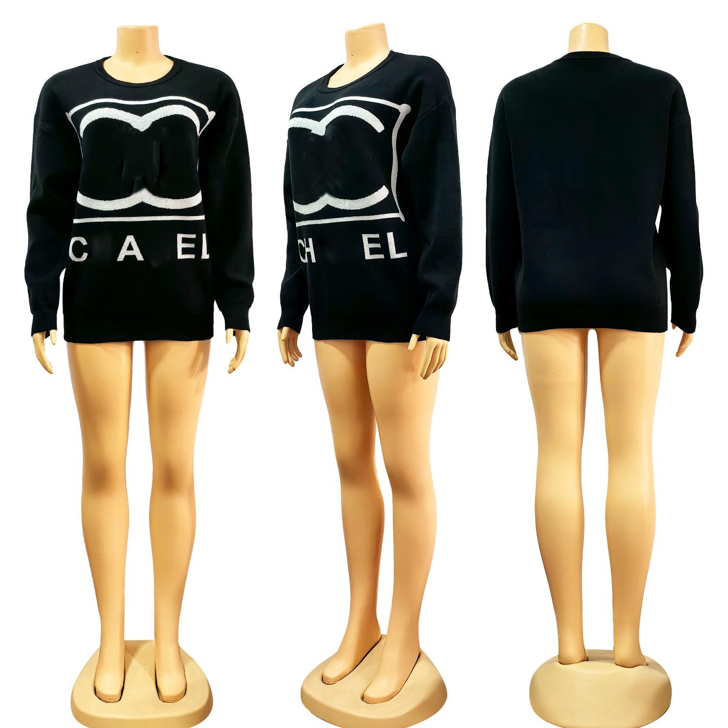 

YY9924 Модное европейское и американское женское вязаное платье-свитер с длинным рукавом - Осень/Зима Large чёрный