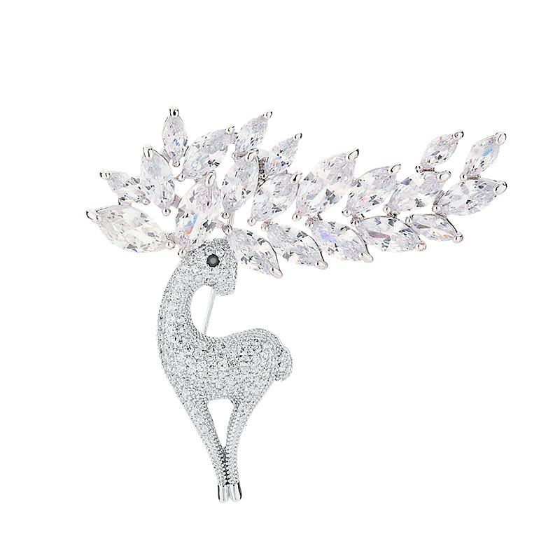 Big Horn Deer Zircon Brooch High-End Sika Deer Brooch Pin Button Pin Clothing Accessories Korean Brooch Wholesale
