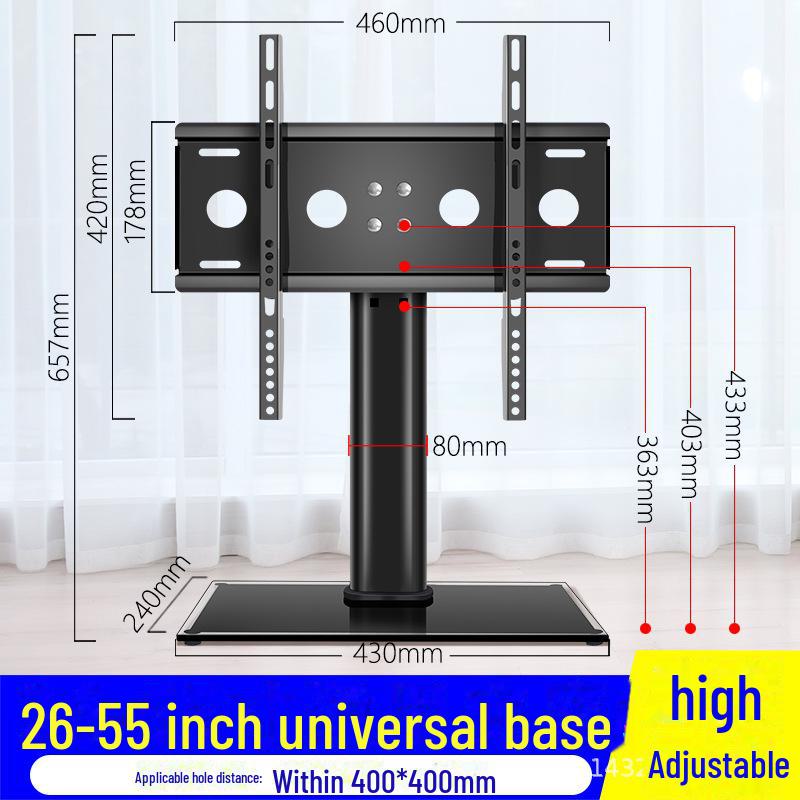 Adjustable Height TV Stand for 32-75 Inch Screens - Punch-Free Desktop Tripod Bracket