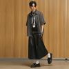 ROCKPSYCHO Crop Pinstripe Shirt - Gray