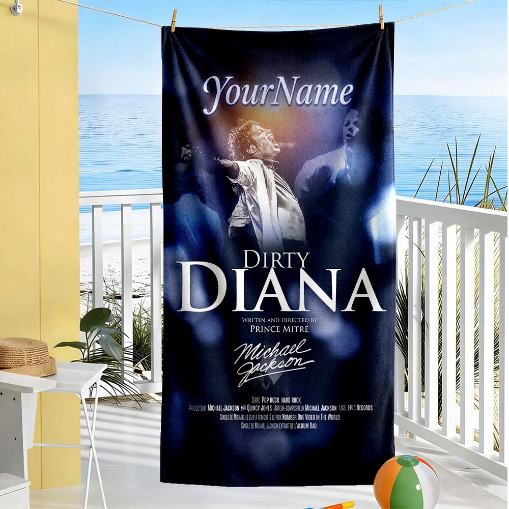 Michael Jackson Customize Text Beach Towel Quick-Dry Soft Microfiber Perfect for Traveling Yoga Camping and Swimming