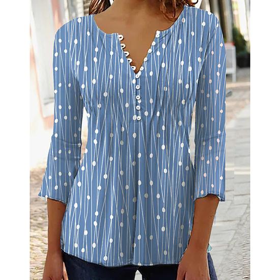 Europäisches und amerikanisches Langarmhemd mit V-Ausschnitt und Aufdruck, Basishemd, Damenoberteil, Damen-Pullover-T-Shirt