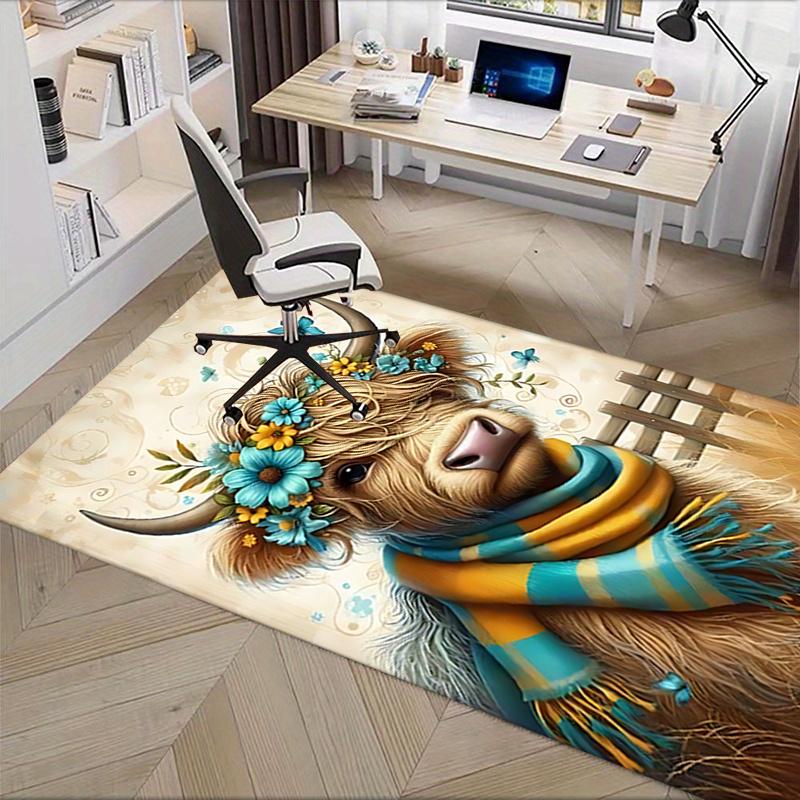 Highland Bull Theme Chair Mat: Office Carpet, Oversized Rug for Home Decor, Sofa Mat, Desk Pad, Gift Idea for Any Room - Perfect for Bedroom