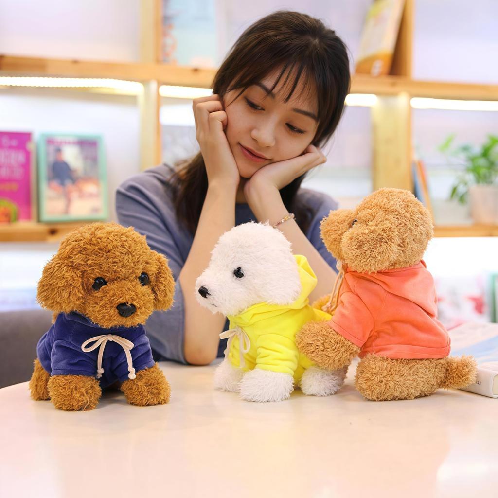 Plyšová hračka Toy pudl v růžových šatech, 20 cm, jako živá, dárková sada pro dívky (NarozeninyValentýnBílý den Dárek), Měkké interiérové psí zboží, Miminko