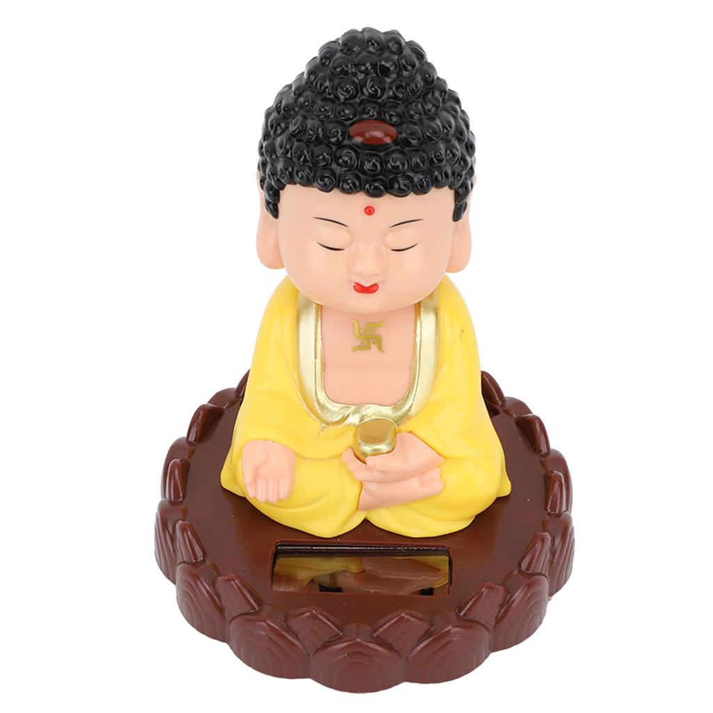 Nodding Buddha Statue Solar Powered Vivid Energy Saving Auto Nodding Monk Figurine for Gift Luck