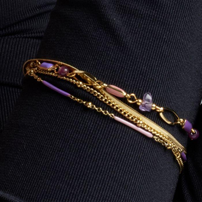 Bracelet - Luxenter - Lueo - Laque multicolfinition ore - finition or 18 carats - 16 cm + 3 cm de rallonge