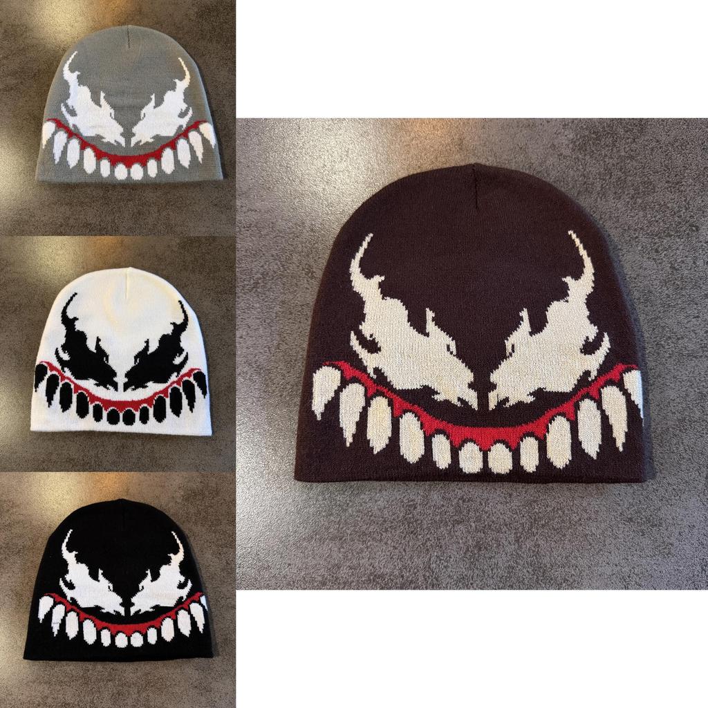 Venom Fashion Knit Cap Casual Streetwear With Acrylic Material For Autumn Winter Warmth