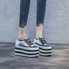 12cm The New Spring and Autumn Style Leather Top High Heel Platform Shoes with Thick Soles White Women's Casual Single Shoes