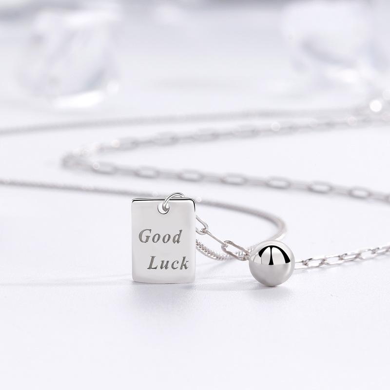 Lucky Square Necklace Women'S Niche Exquisite Fashion Splicing Bell Good Luck Pendant Necklace Premium Durable