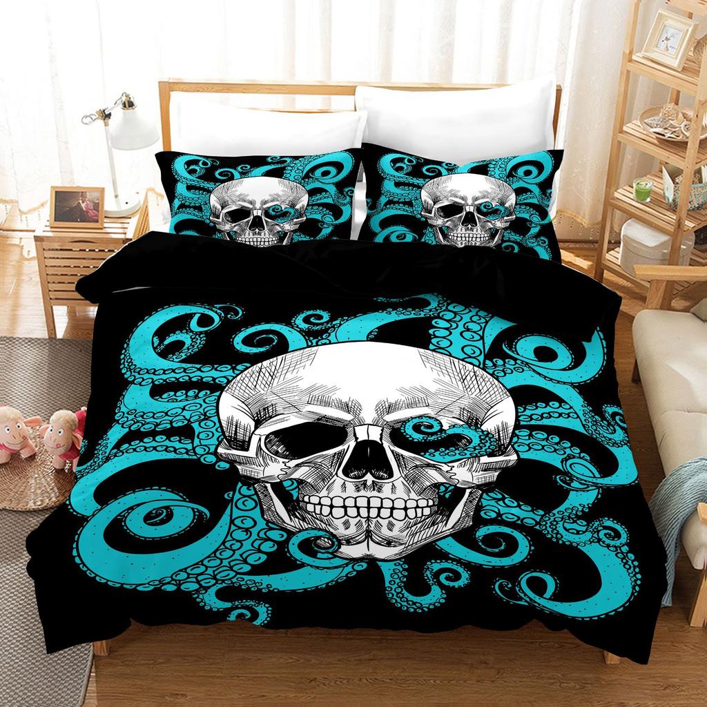 3D Digital Printing Kit Three-Piece Quilt Cover Sheet Skeleton