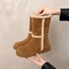 Fashion 2025 Winter Short Plush Snow Boots Suede Ladies Shoes Slip-on Women's Botines Fashion Flat Bottom Casual Cotton Shoes for Women