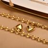 White Zircon Heart Shape Box Bracelet for Women Stainless Steel Gold Color Lip Chain OT Buckle Love Pendant Bracelets Jewelry