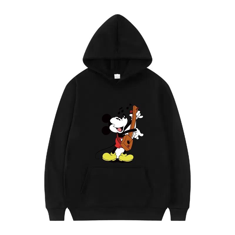 Disney Mickey Mouse Pattern Woman Fleece Sporty Loose Grey Winter Tops Clothing Pullovers Ladies Cheap Hoodies Men Sweatshirts