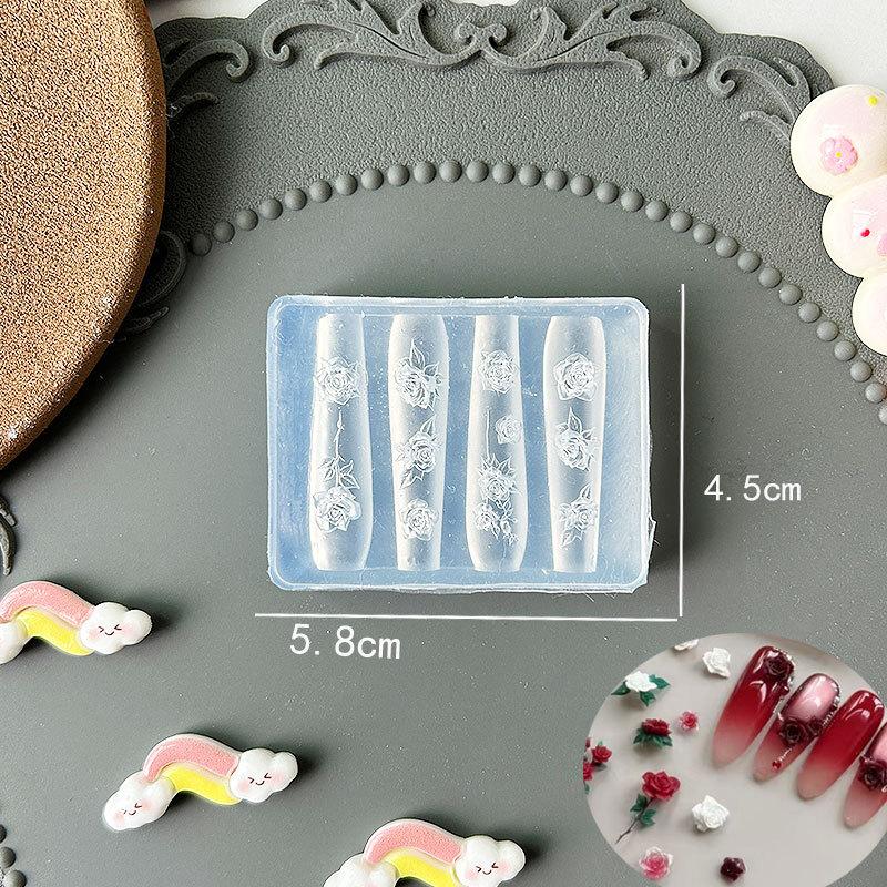 3D Fruit Silicone Nail Mold Sweet Flower Petals Fairy Nails Templates Diy Nail Art Decor Manicure Template For Nail Charms