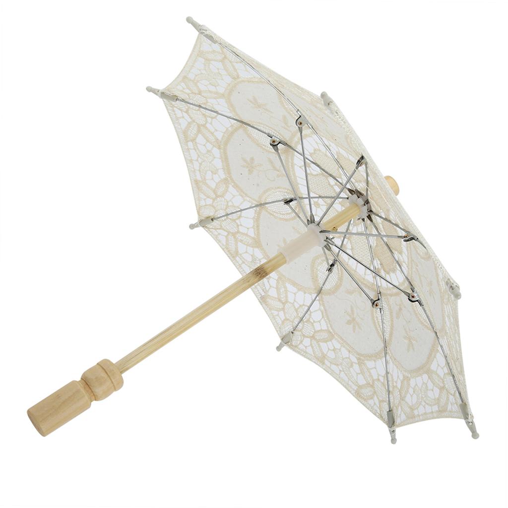 Svatební deštník Krajka Bavlna Výšivka Slunečník Svatební potřeby(Bílý )