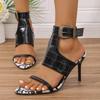 Fashion Sexy Serpentine Pointed Toe Super High Heel Sandals Women Summer Fashion Big Metal Buckle Ankle Strap Sandals Luxury Party Shoes